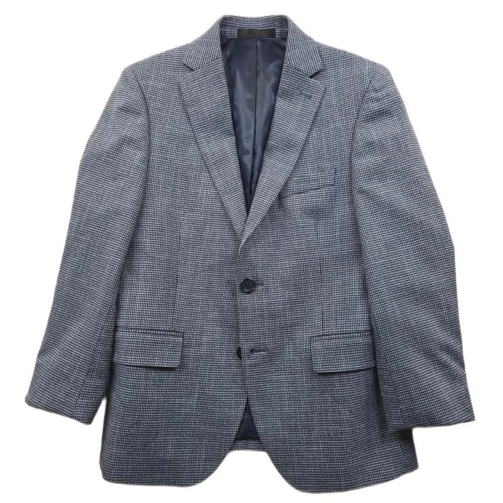 Brooks Brothers Blazer Boys 12R Blue‎ White Houndstooth Suit Jacket Sport Coat